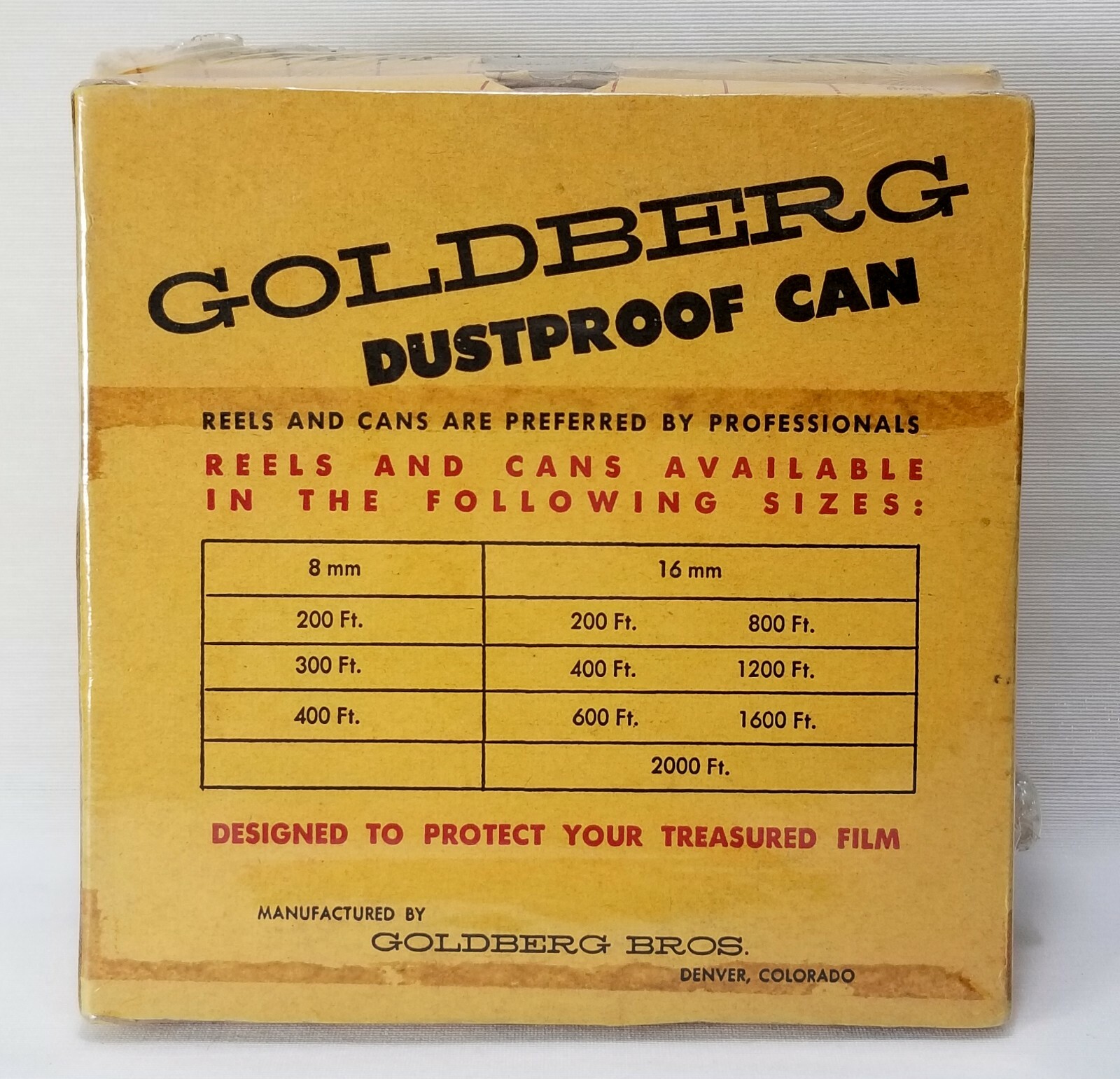 Goldberg Dustproof Cans 200 Ft 8mm can Super Film Tape No. 2c8 Brand new sealed