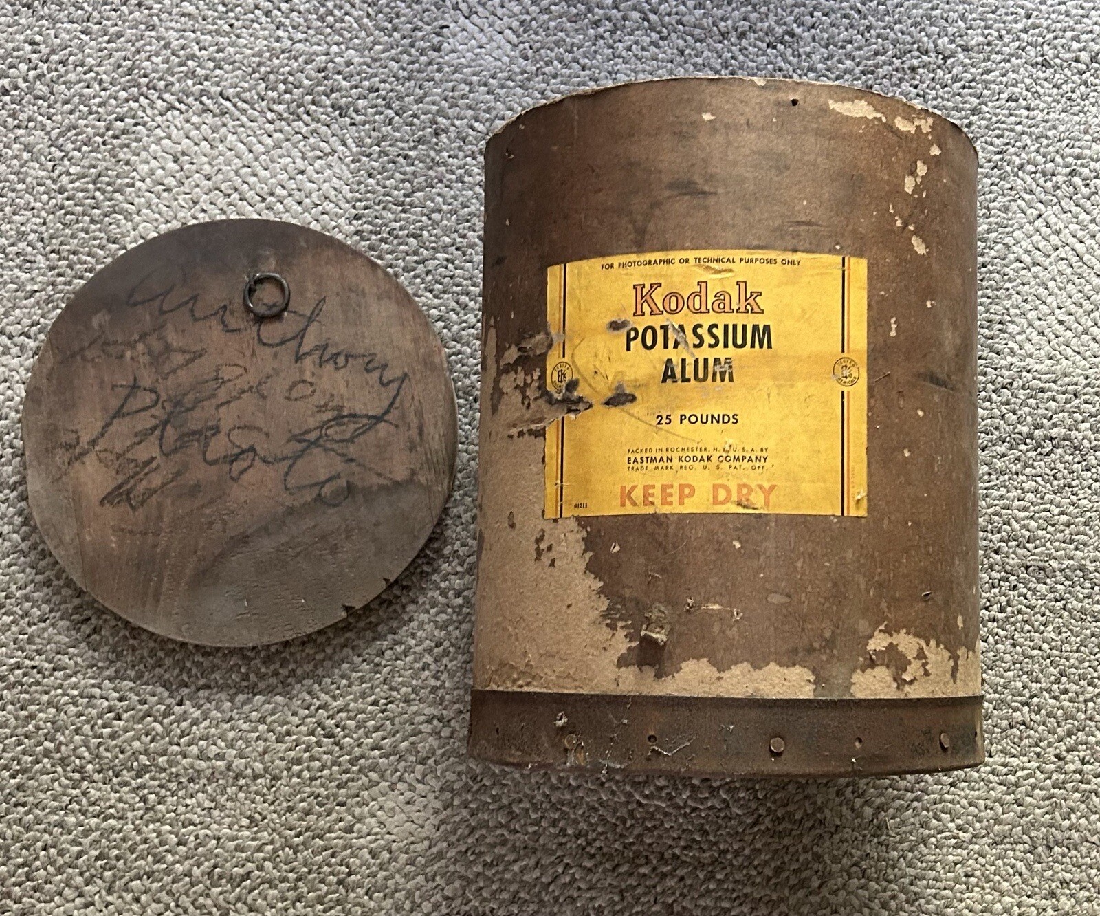 KODAK POTASSIUM ALUM CANNISTER 25 LBS EMPTY VINTAGE