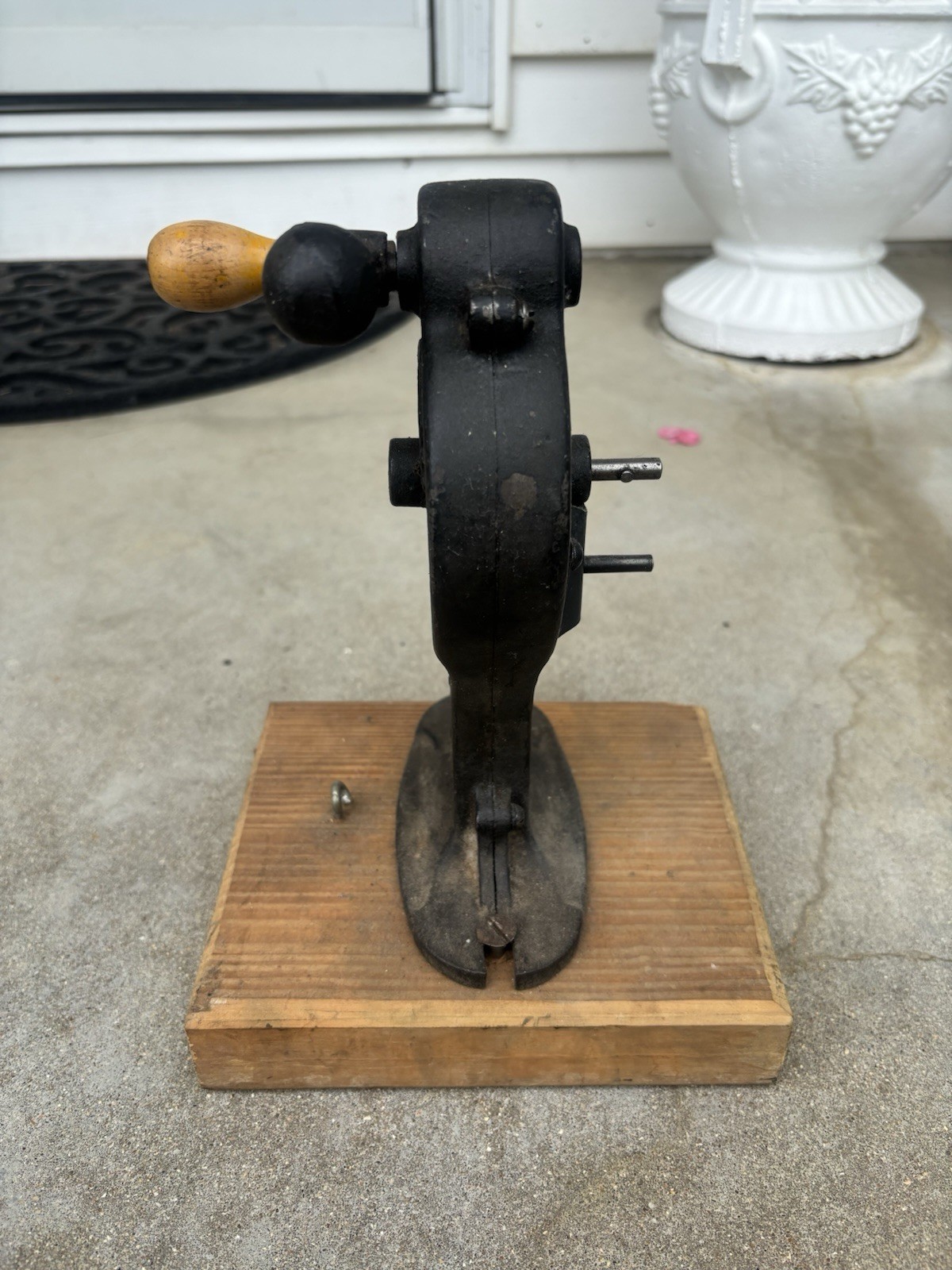 Neumade Antique Cinema Film Spool Crank Handle Rewinder Mounted For Display