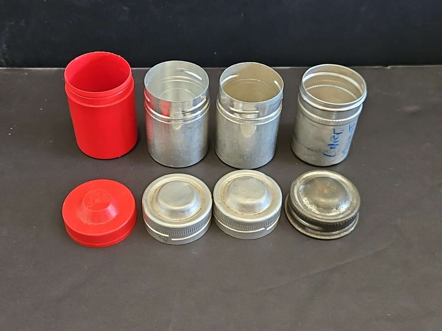 4-VINTAGE METAL FILM( 1-PLASTIC) CANISTER TIN CONTAINERS EMPTY 3 MADE IN GERMANY