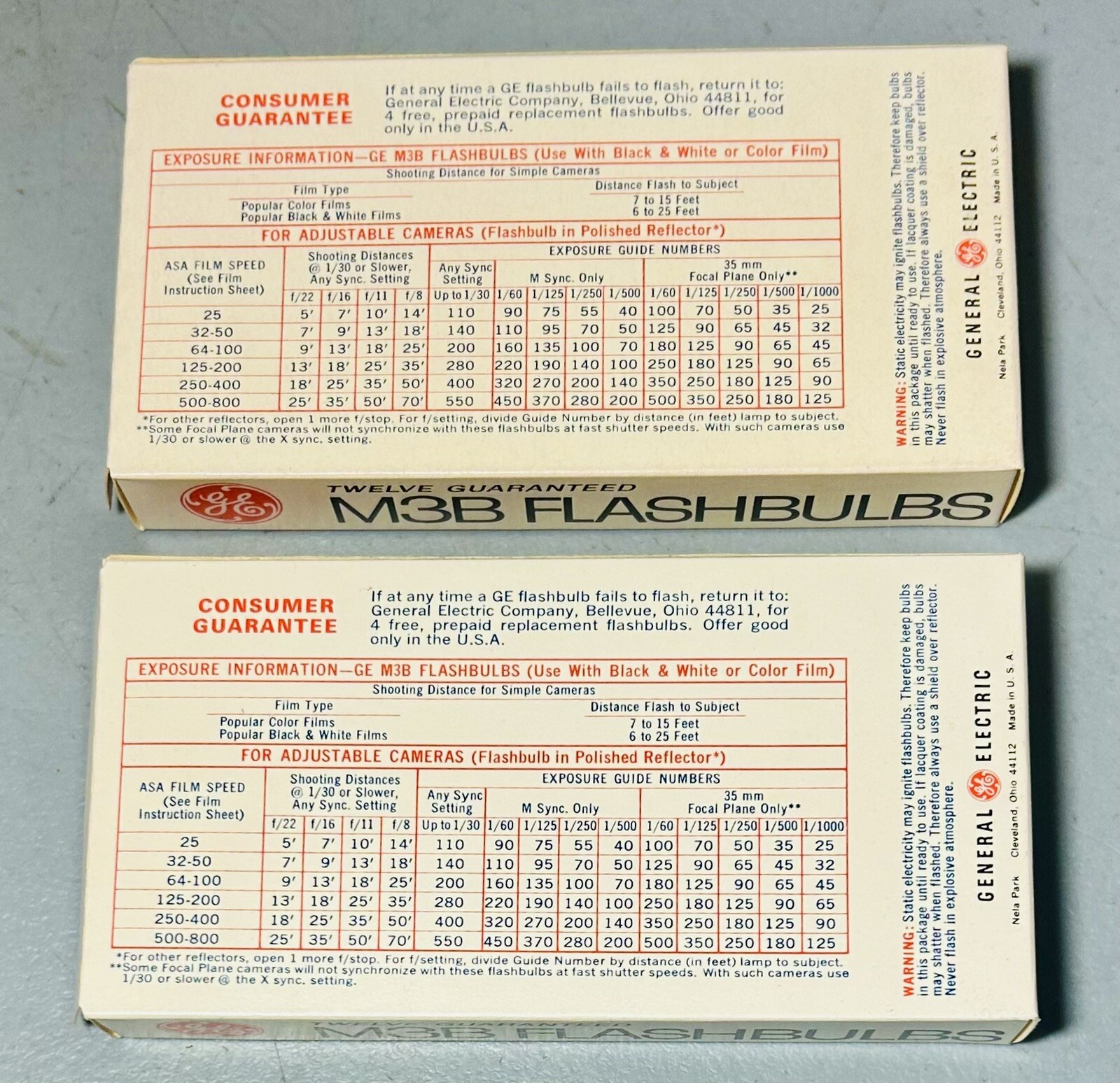 Lot-2 Vintage GE General Electric 12 Pack Blue Flashbulb M3B USA (24 Total) New￼