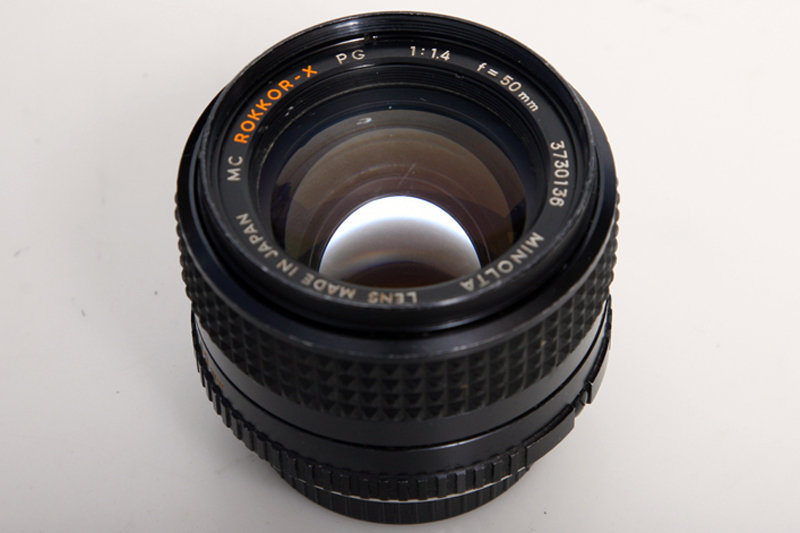 Minolta MC Rokkor-X PG 50mm f1.4 Lens, clean glass with no scratches