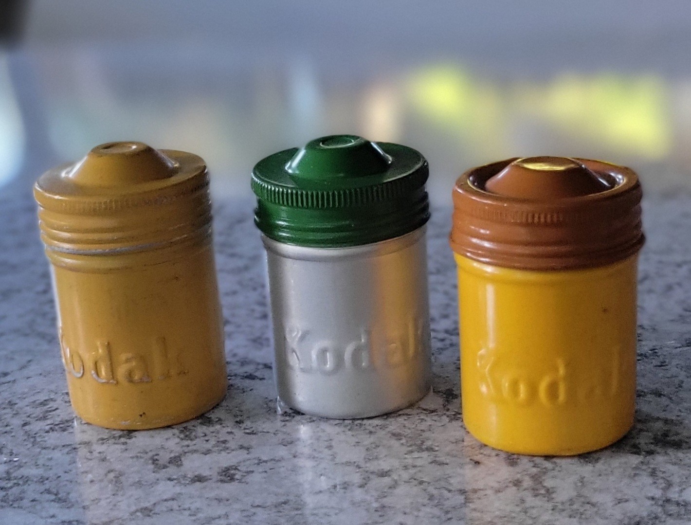 VTG Lot of 3 Kodak 35mm Film Roll Embossed Container Metal Tin Can Canister