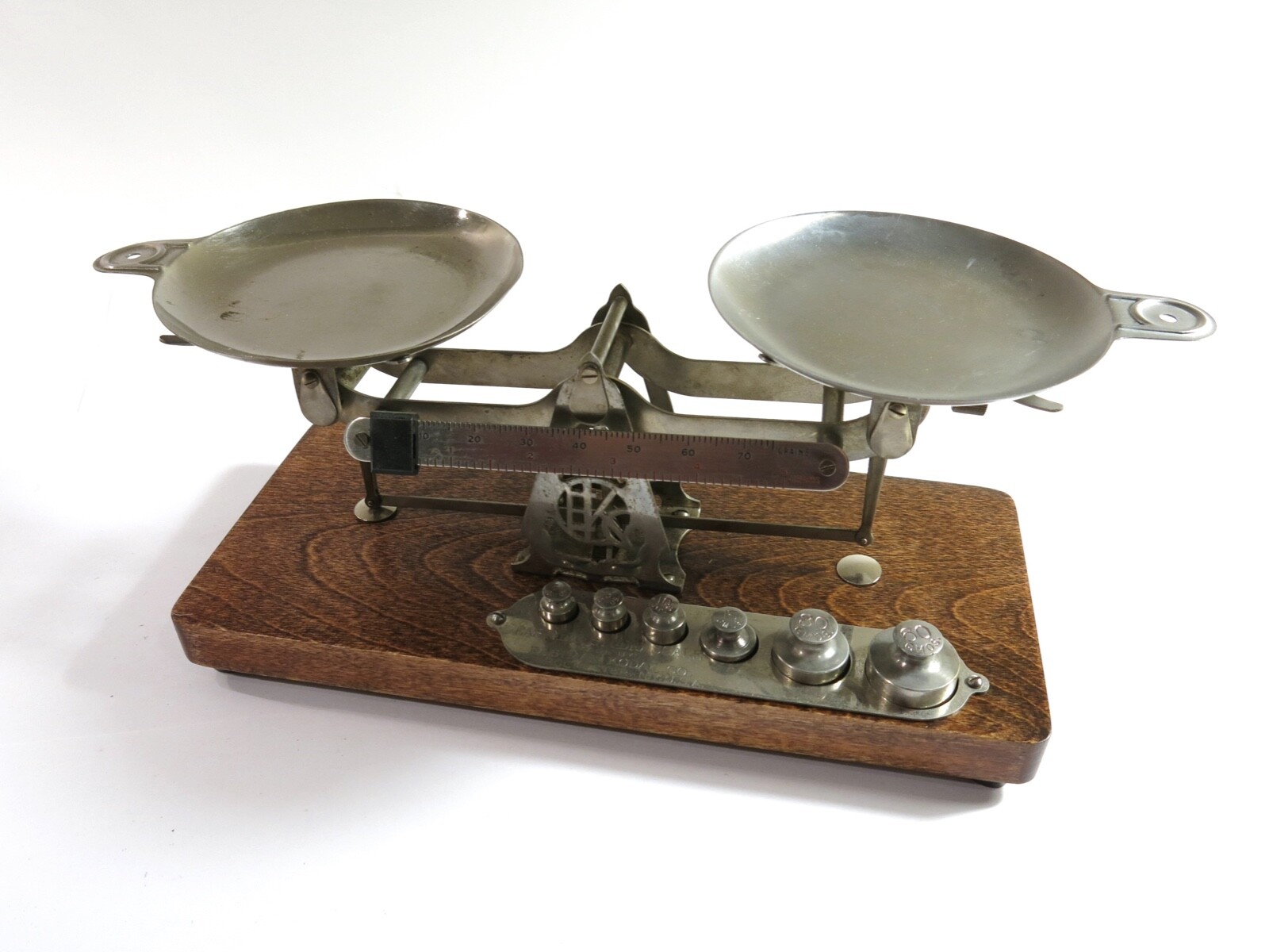 RARE Antique Kodak Studio Scale with Metric Weights and Pans — Refinished Base