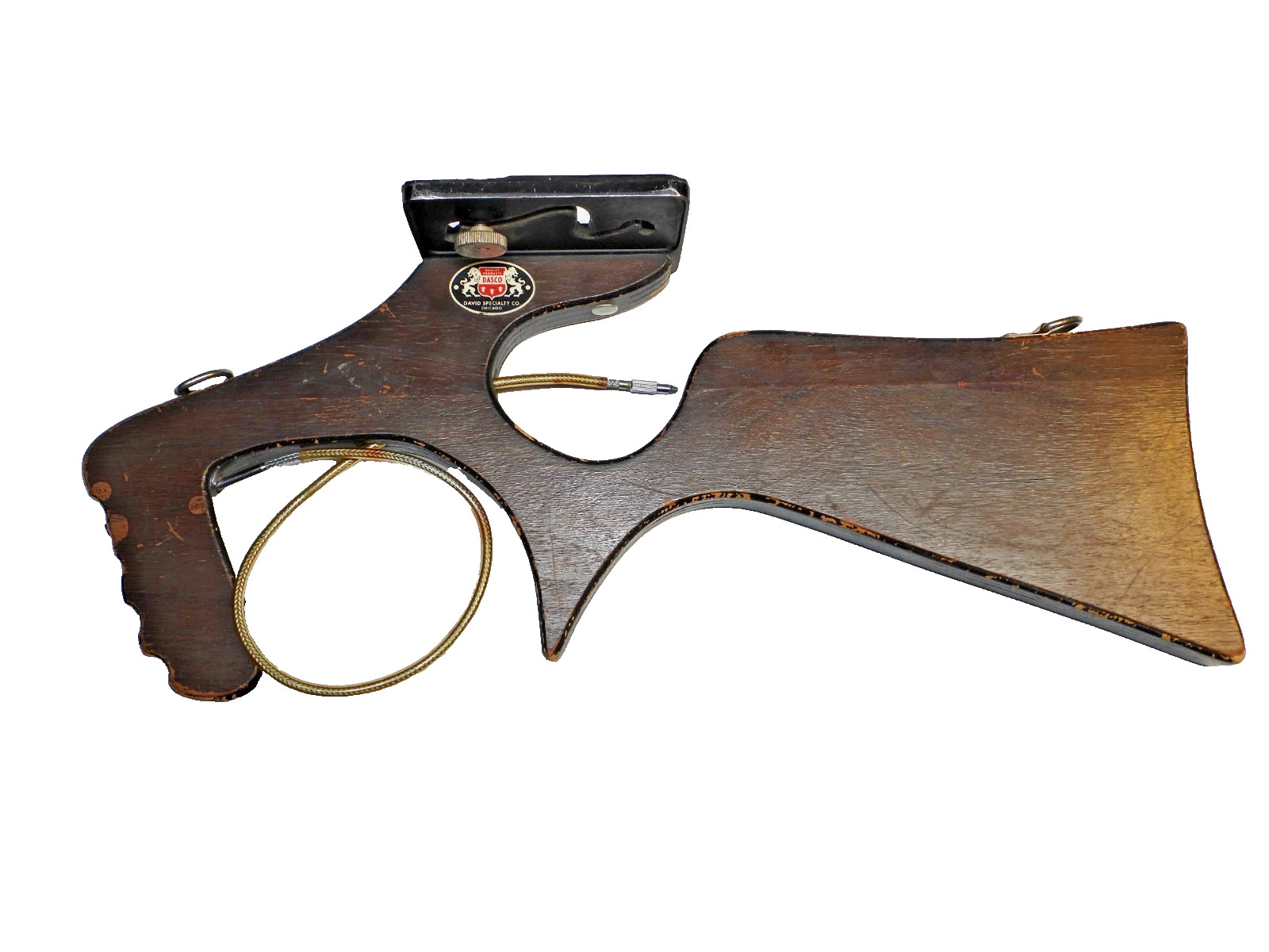 Vintage Dasco Camera Mount Wood Gun Rifle Stock w/ Cable Trigger Shutter