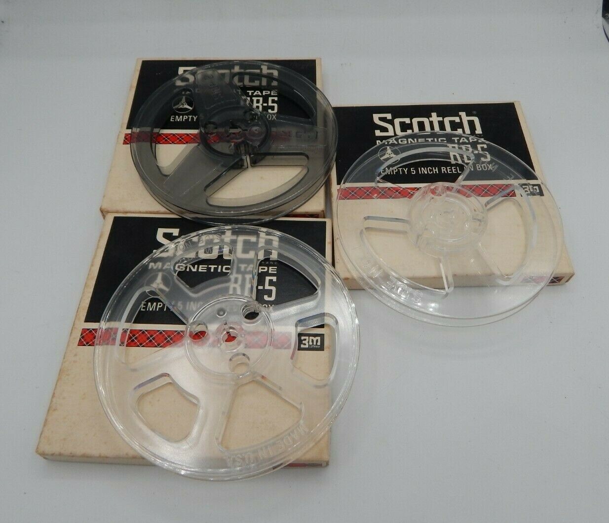 Lot of 3 SCOTCH MAGNETIC TAPE EMTPY 5 INCH REEL IN BOX RB-5