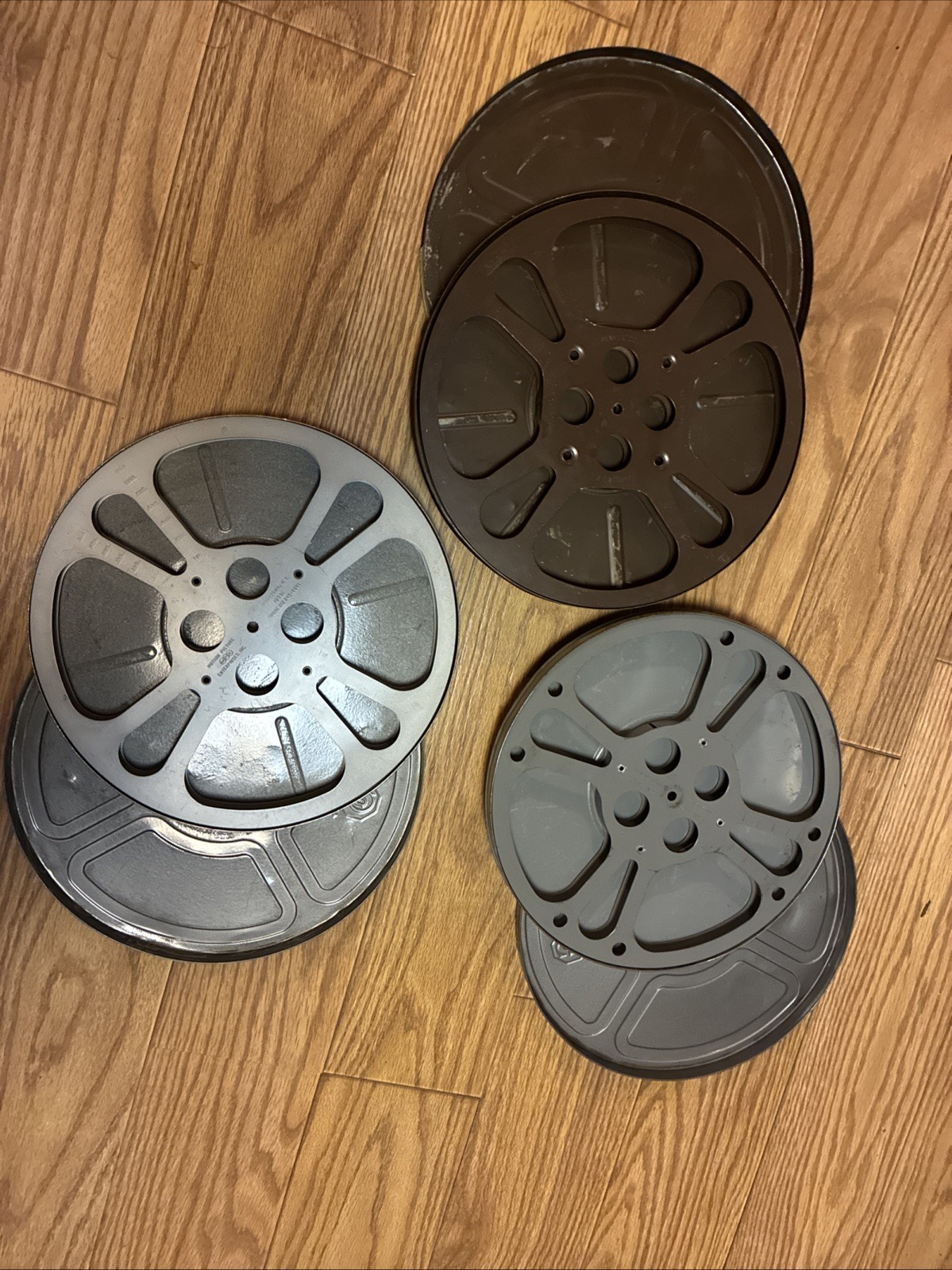 Lot Of 3 GOLDBERG BROS Empty Steel 16mm Film Reels & Cans 12.5”