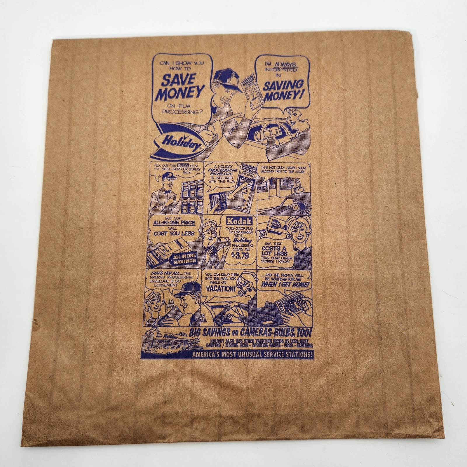 Vintage Holiday Station Film Processing Bag Kodak Advertising 1950-70 11″ X 8″