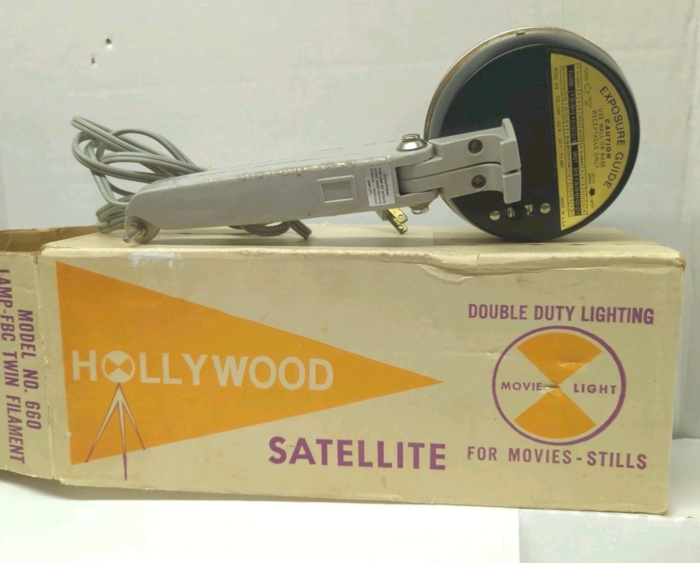 Vintage Hollywood Satellite Gun Movie Light Handheld Camera GE Lamp 120V Tested
