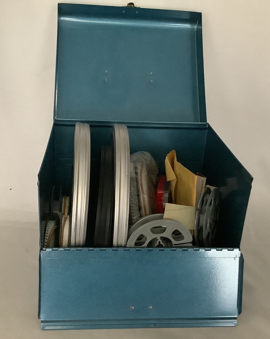 Vintage Logan Deluxe No. 185 8MM All Metal Film Reel Chest Storage Box W/Spicer