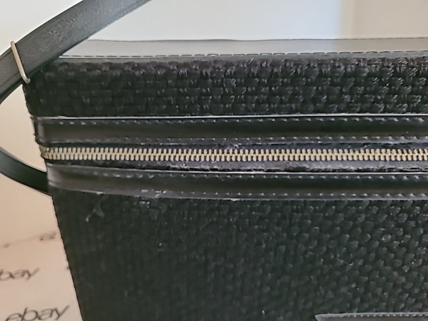 Zippered Camera Accessory Case 1950’s Black Box Bag with carrying strap Rainbow