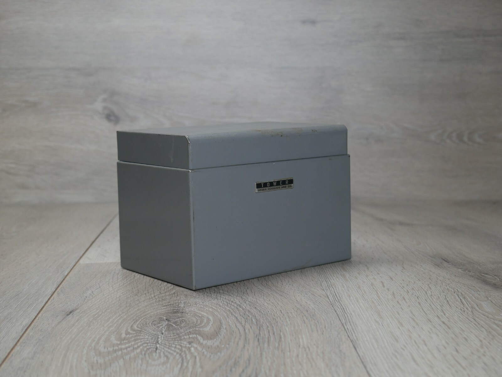 Tower Sears, Roebuck & Co. 6.5″ x 4.5″ x 4.5″ Vintage Hinged Lid Metal Photo Box