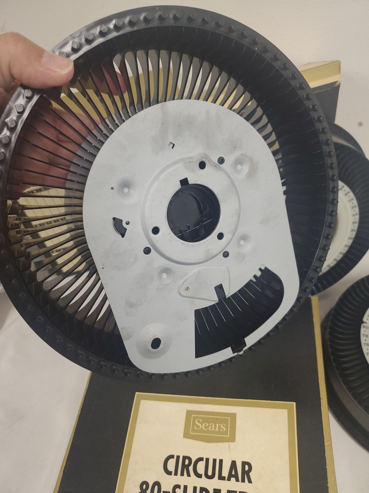 (3) Sears 9979 Circular 80-Slide Trays for Continental+Kodak Carousel Projectors