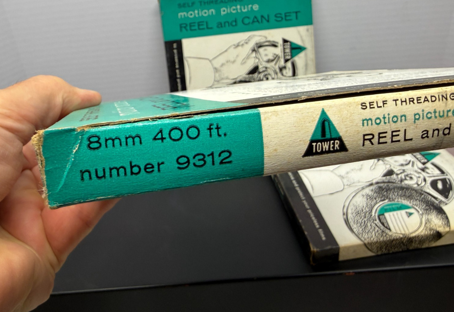 Vintage New NOS Set of 3 Tower 400ft 8mm Metal Film Reel & Can Set Sears Chicago