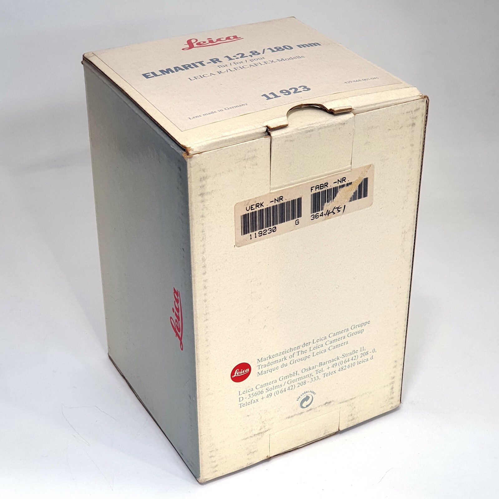 Leica Elmarit-R 1:2.8 180mm Empty box (No Lens , Only Box)