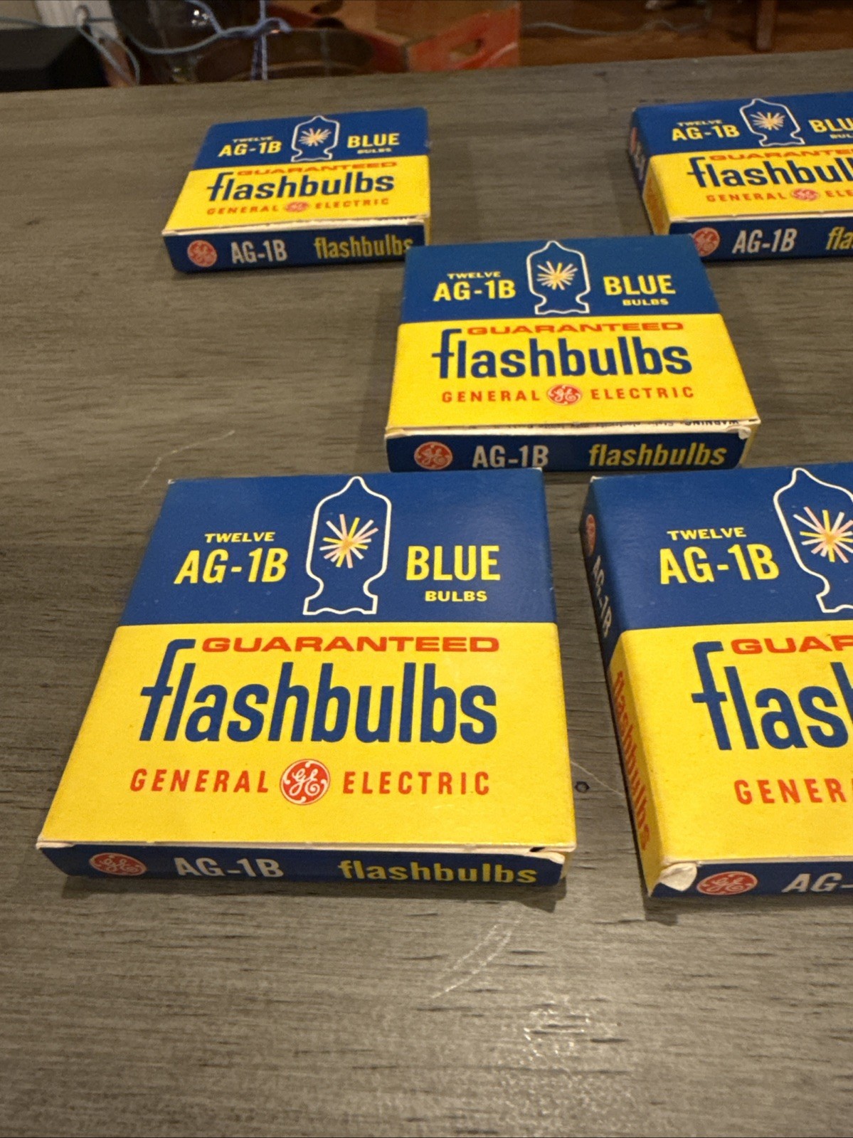 General Electric AG-1B Flashbulbs-5 Boxes Of 12/ 60 Bulbs- Vintage