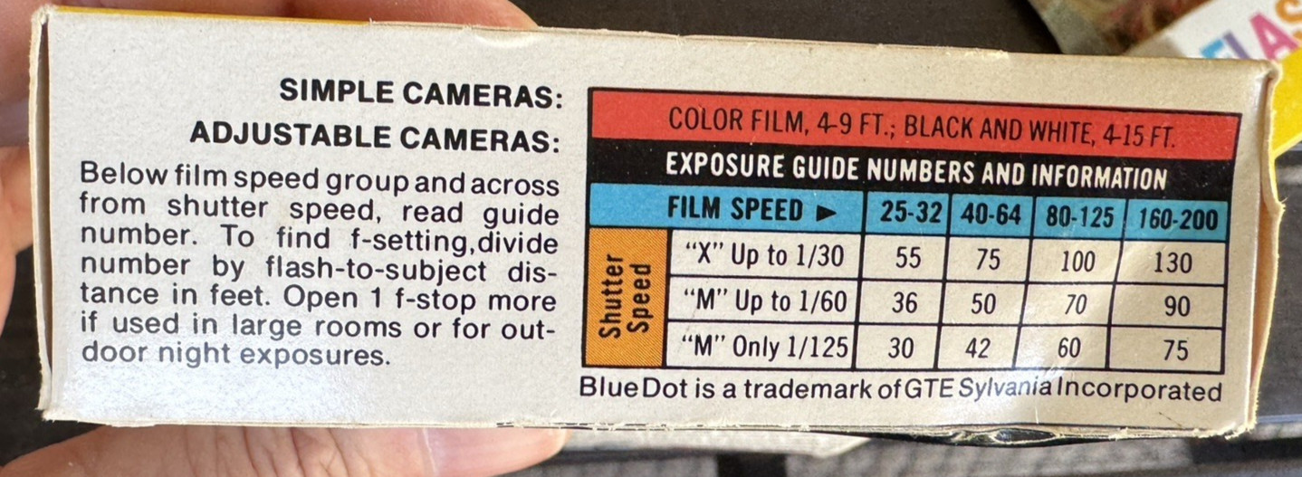 1 Box Sylvania Flashcubes Blue Dot NOS NIP 12 Flashes 3 Cubes Original Box & Tag