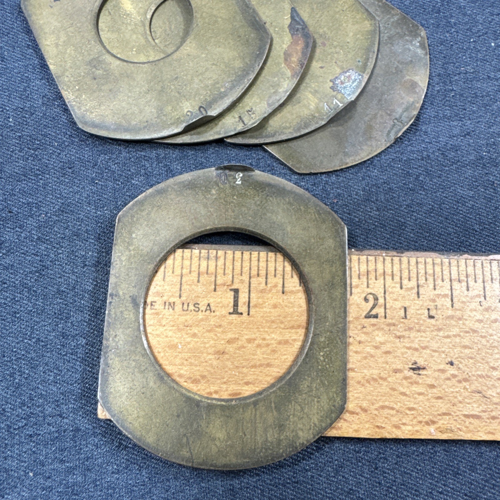 Full Set 5 Brass 43mm Waterhouse Stops for Antique Petzval Lens in Leather Case
