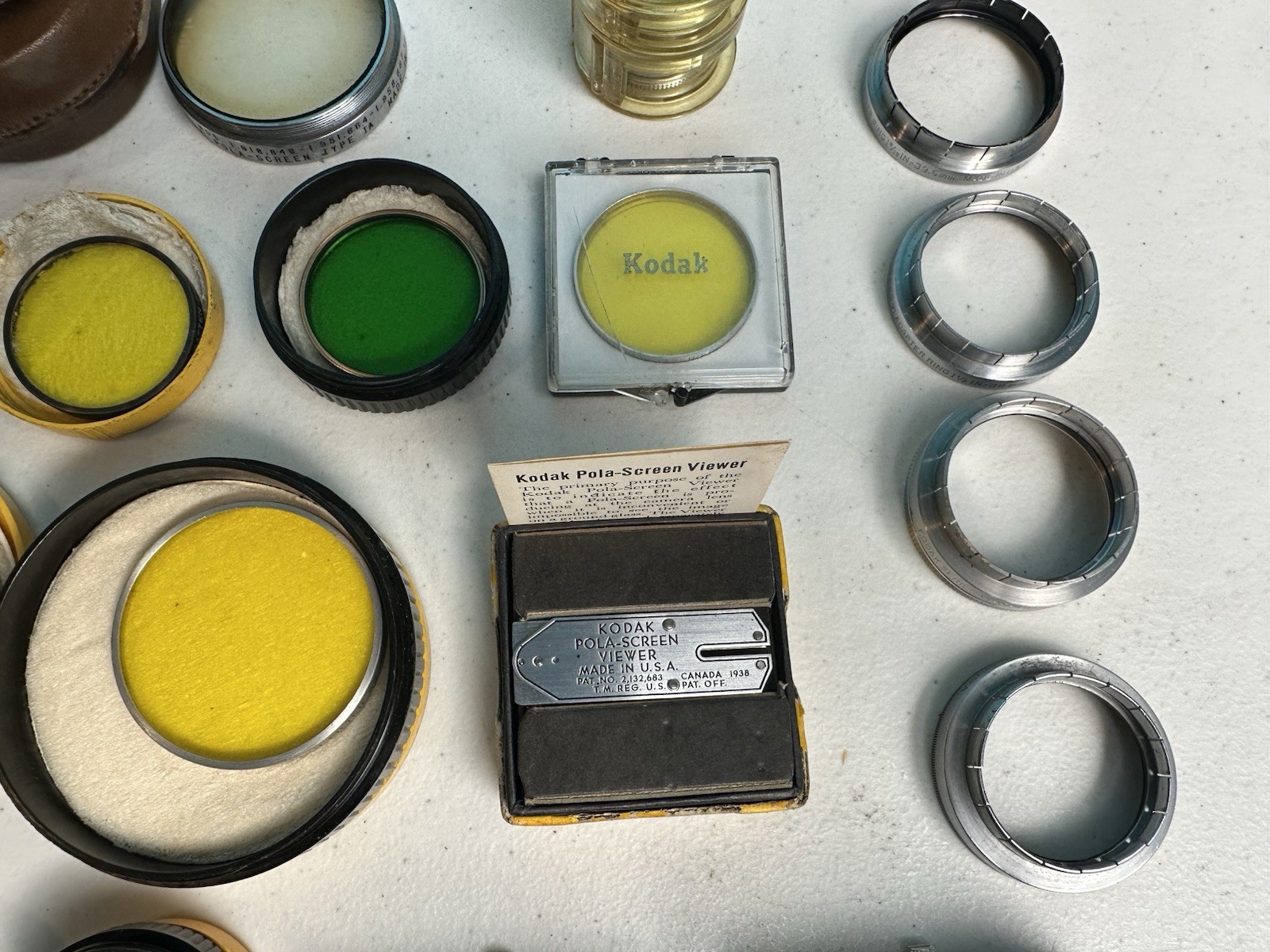 Vintage Kodak Ednalite Optical Filter Lot w Holders Rings Pola-Screen Viewer