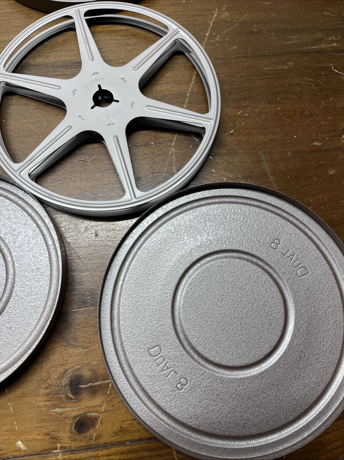 Lot Of 3 Scherer 8 mm (2)200 ft. (1)300 ft. Can And Reel Original Boxes -1 Reel