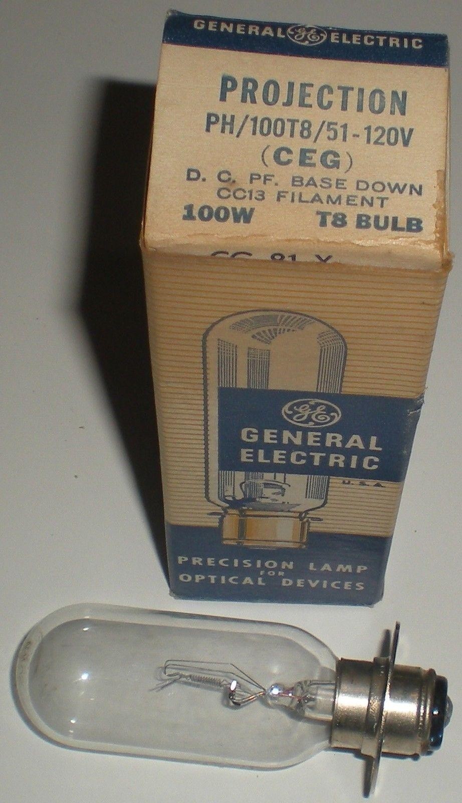 PROJECTOR FILM BULB LAMP GE GENERAL ELECTRIC PROJECTION PH/100TB/51-120V CEG T8