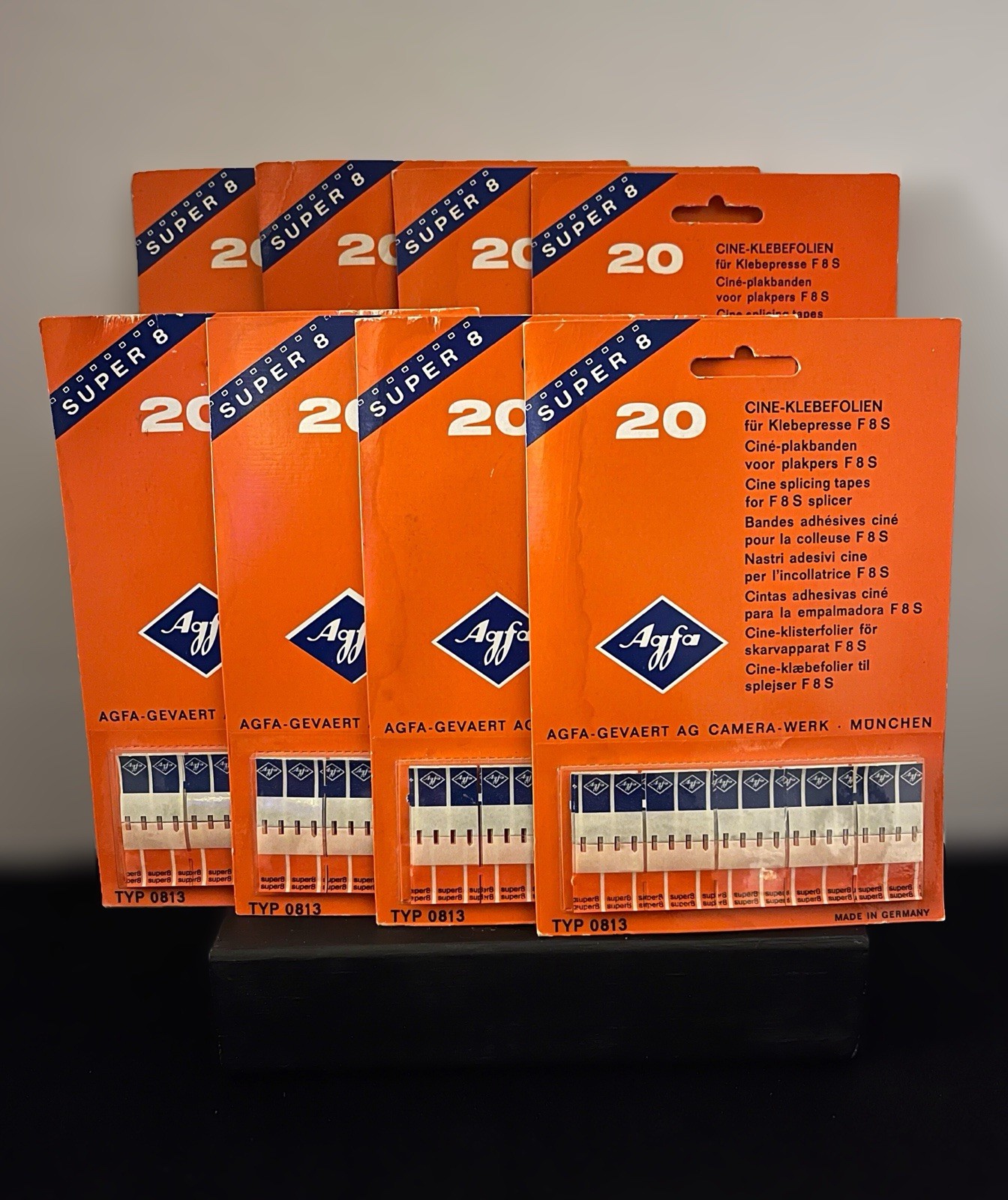 Lot of 8 Vintage Agfa Typ 0813 Super 8 Splicing Tape Packs -NOS Unopened Germany