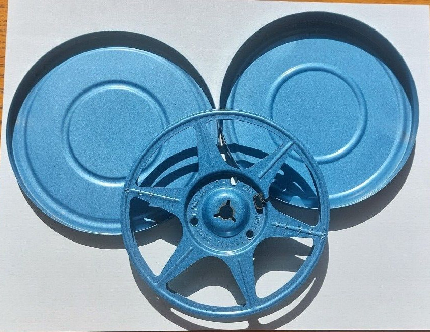 Lot Of 3 Vintage Compco Corp Blue 8mm Film Reel and Canister Movie Room Decor 5”