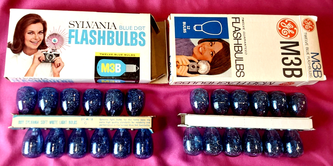 Lot of 2 VTG GE and Sylvania M3B Flashbulbs Camera 12 Bulbs in original boxes
