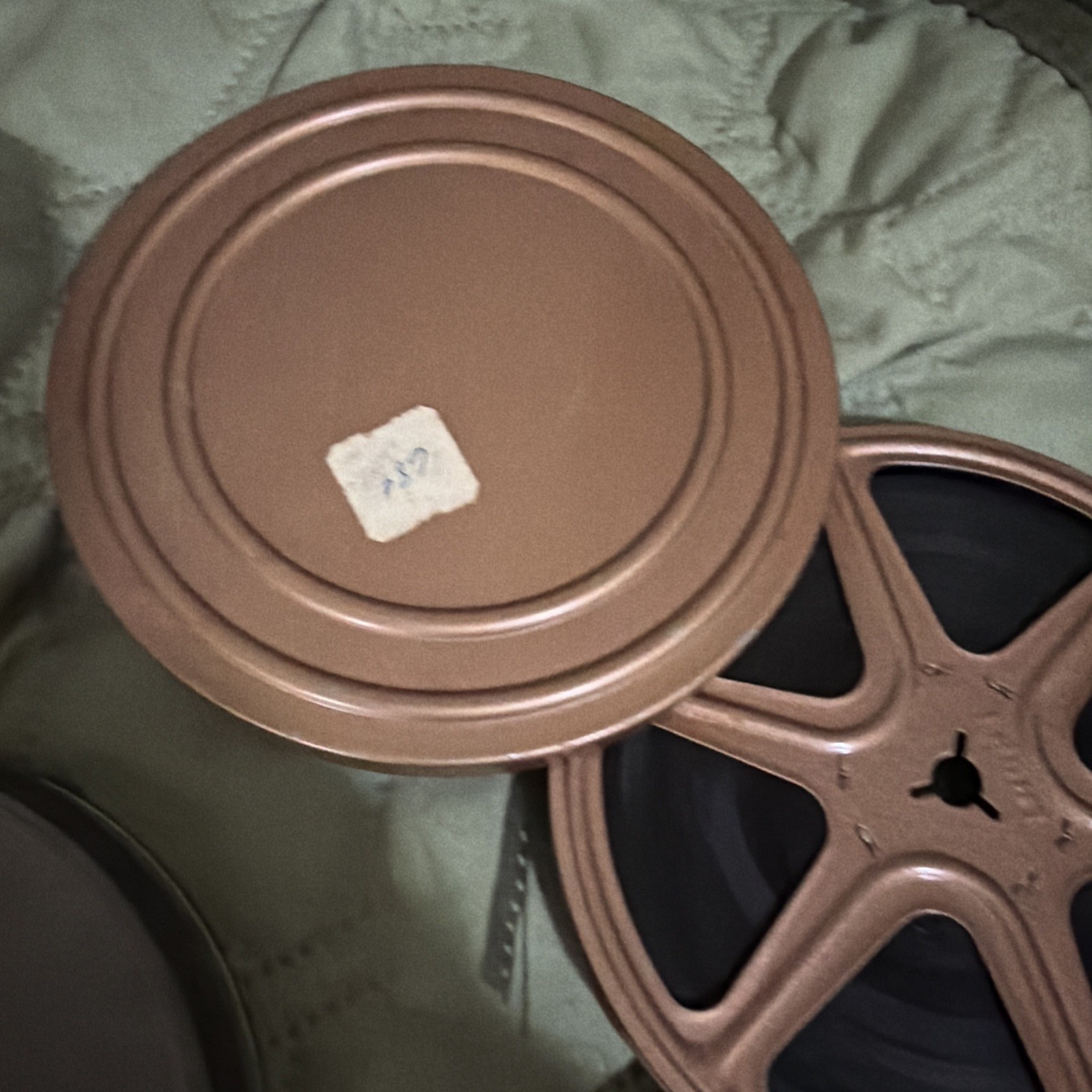 3 Vintage Metal Cases and 2 Reels 8mm Movie Film Grey & Brown Used