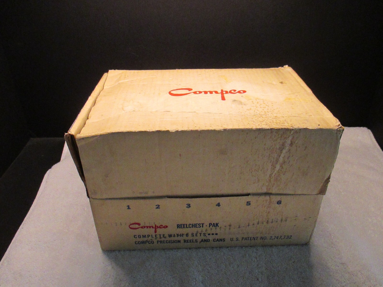 VINTAGE COMPCO REEL CHEST W/CASES AND REELS