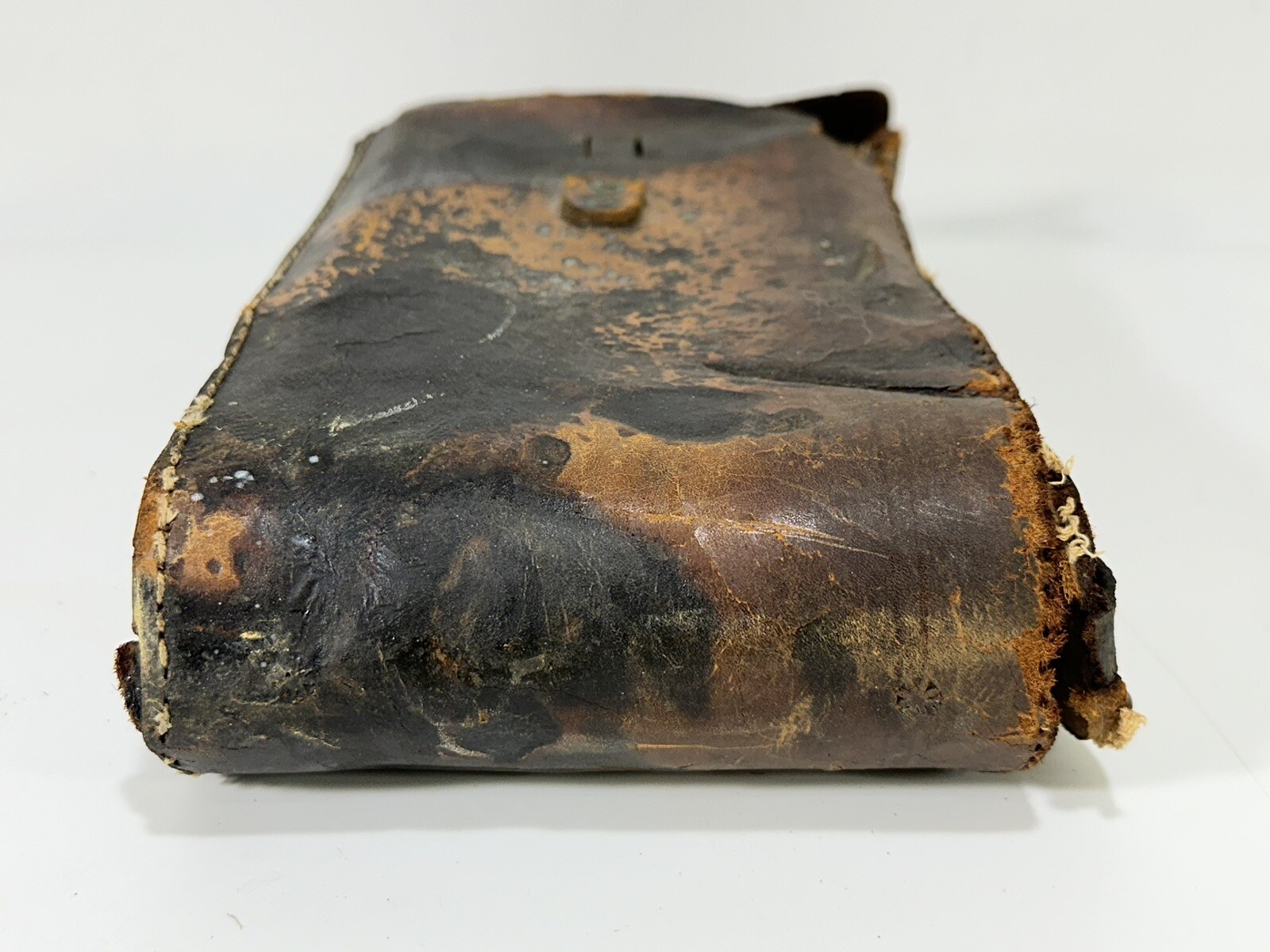 Antique Brown Hard Leather Case Bag for Folding Camera ~ Rough Condition
