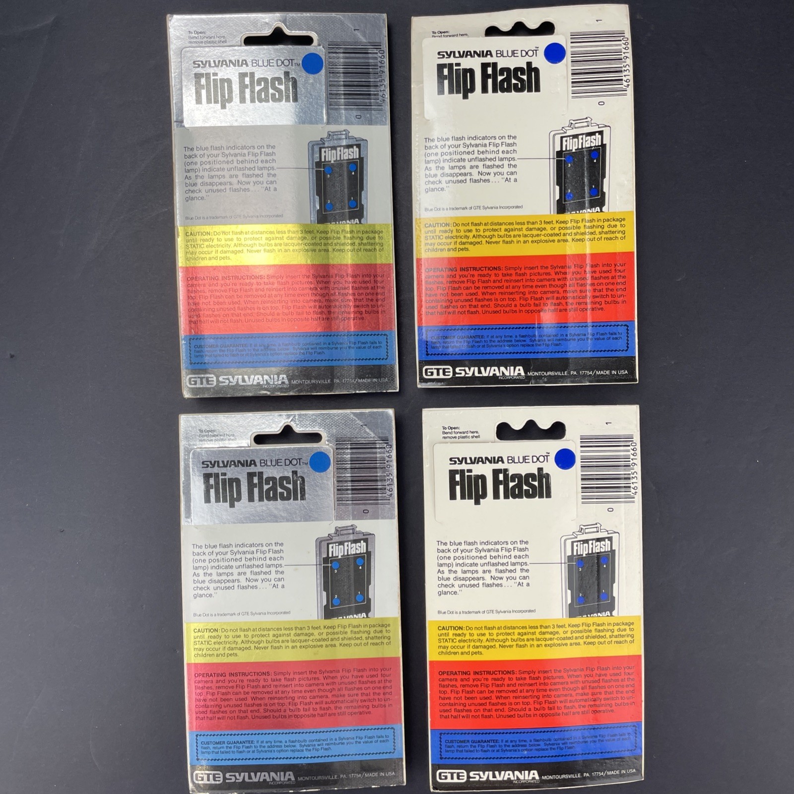 Lot Of 4 New Old Stock Sylvania Blue Dot Flip Flash New In Box 32 Flashes