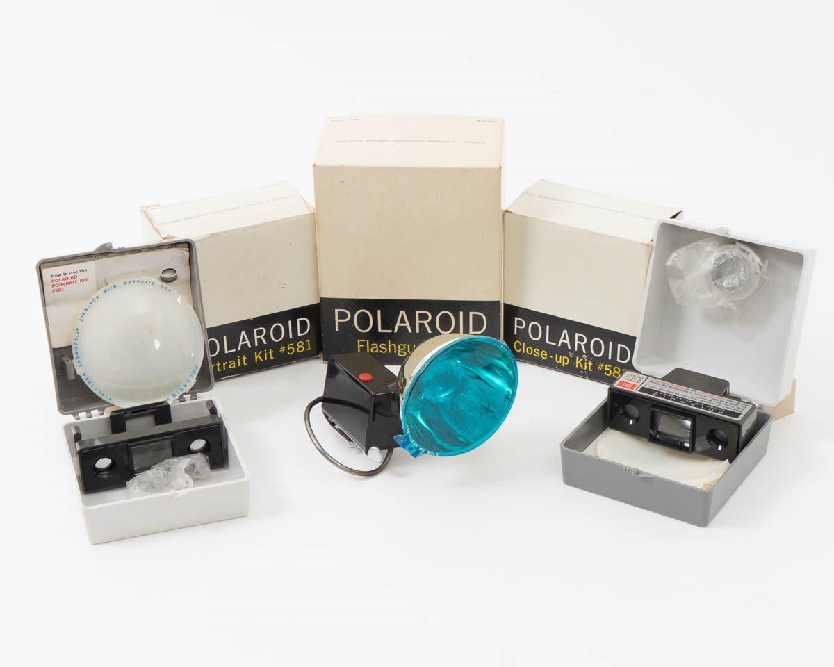 Polaroid Flashgun #268, Close-Up Kit #583, and Potrait Kit #581 for Land Use 340