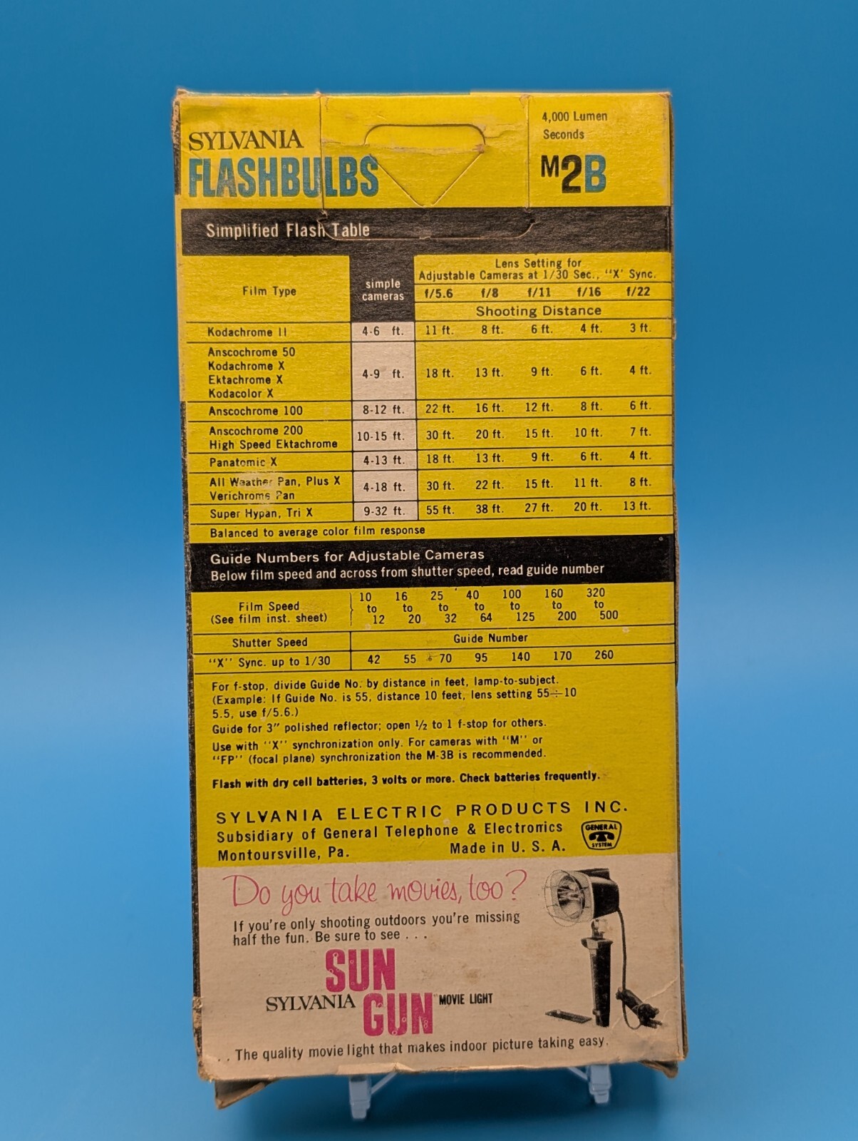 Sylvania Blue Dot M2B Flashbulbs Vintage Box of 12 Blue Bulbs