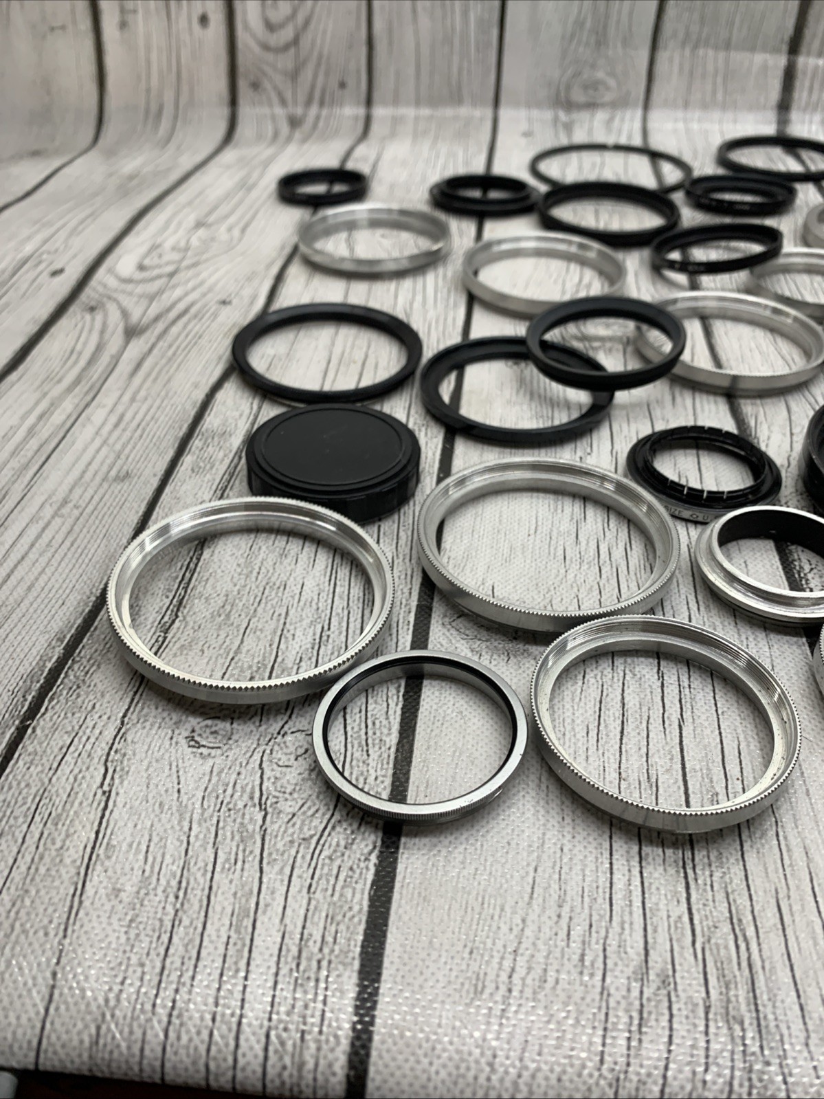 Vintage lot Camera Parts Hoods Caps Lens Adapters 36 pieces