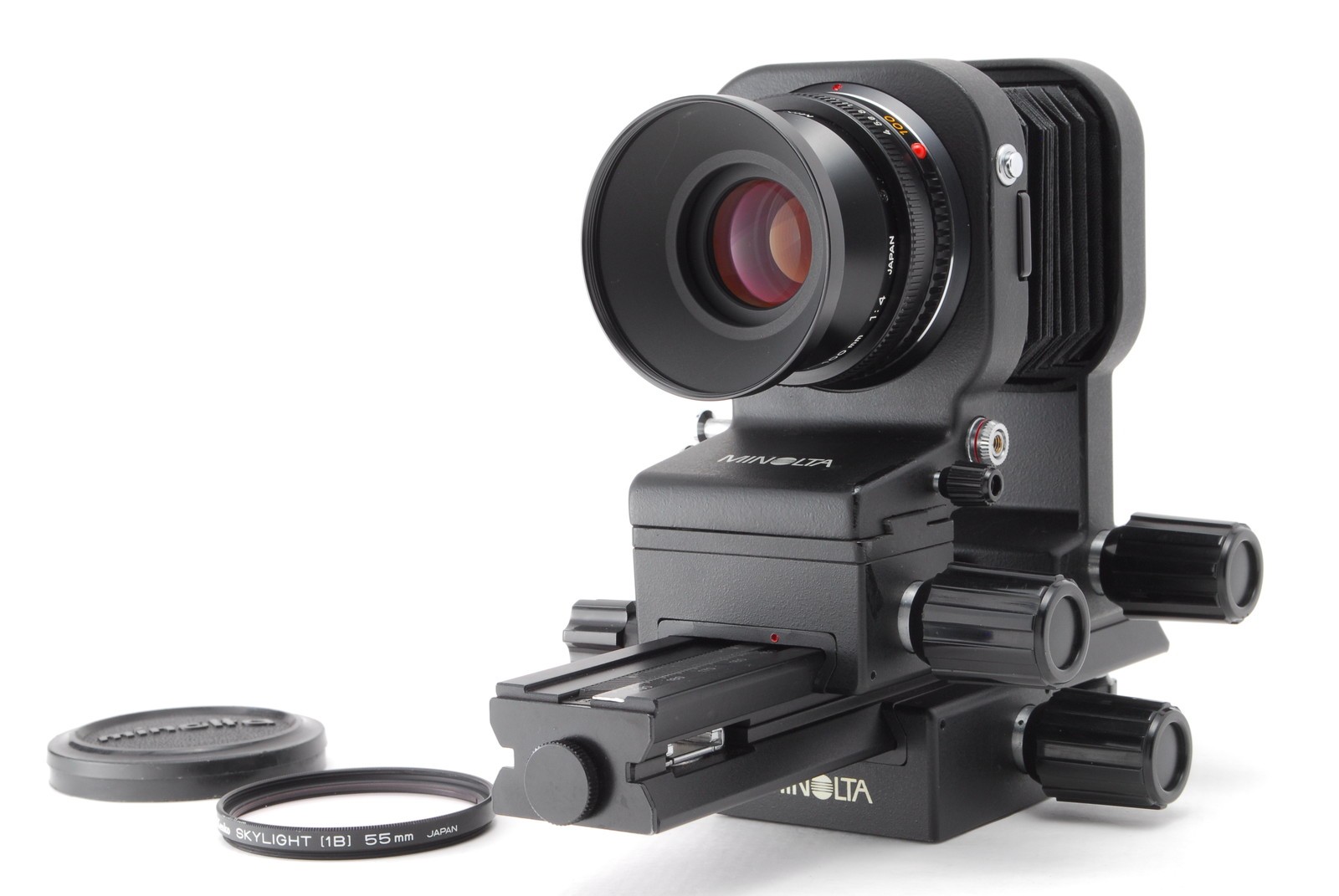 [Top MINT] Minolta Auto Bellows Macro Rokkor 100mm F/4 Lens + Bellows From JAPAN