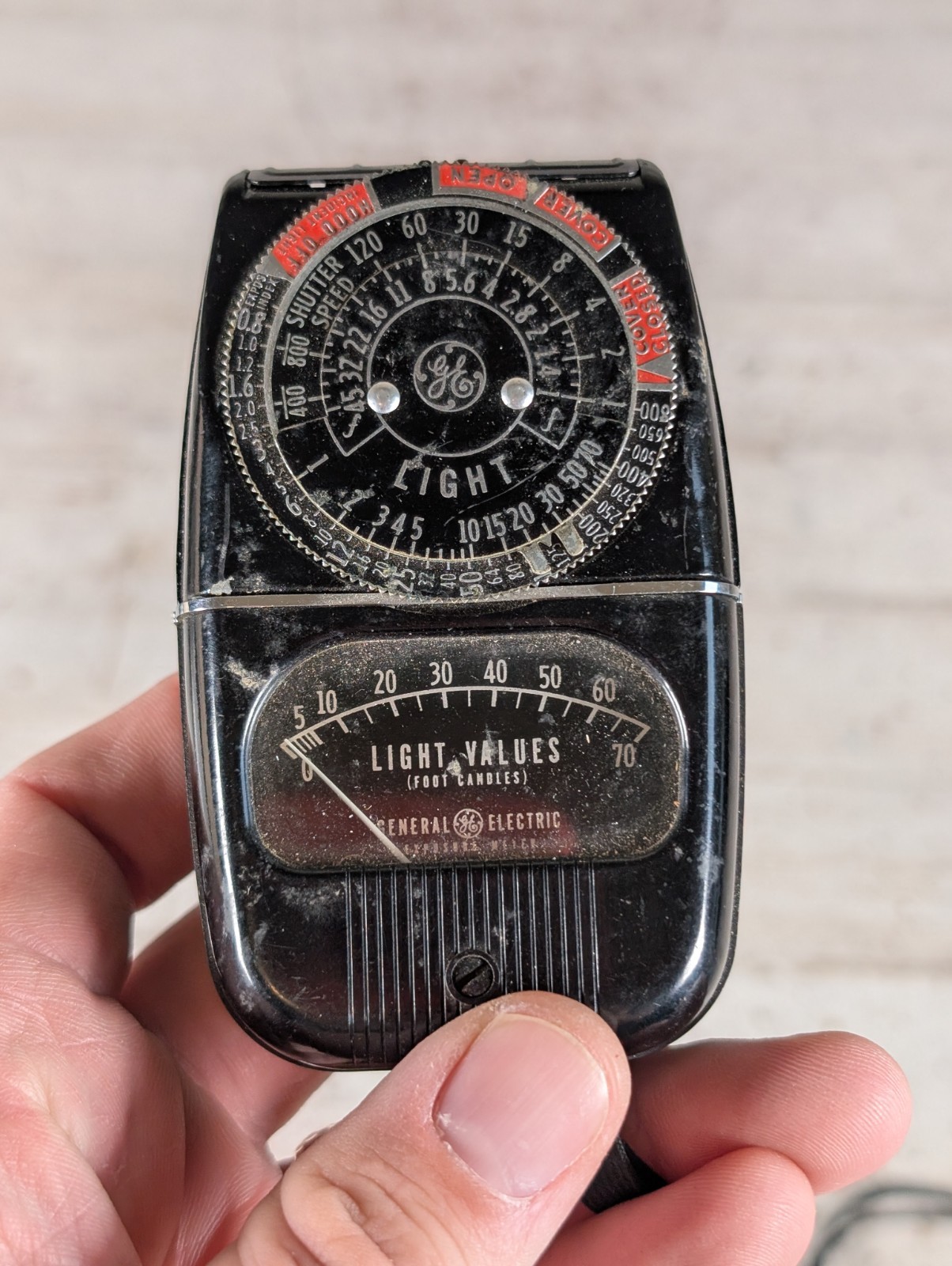 General Electric GE Light Exposure Meter Vintage 8DW58Y4 Foot-Candles *READ*