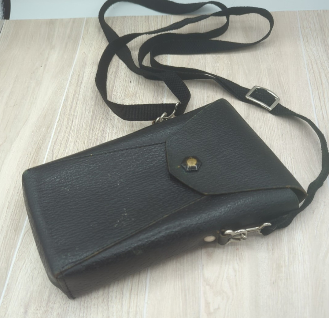Antique Kodak Camera Bag Black Leather 7″ Long