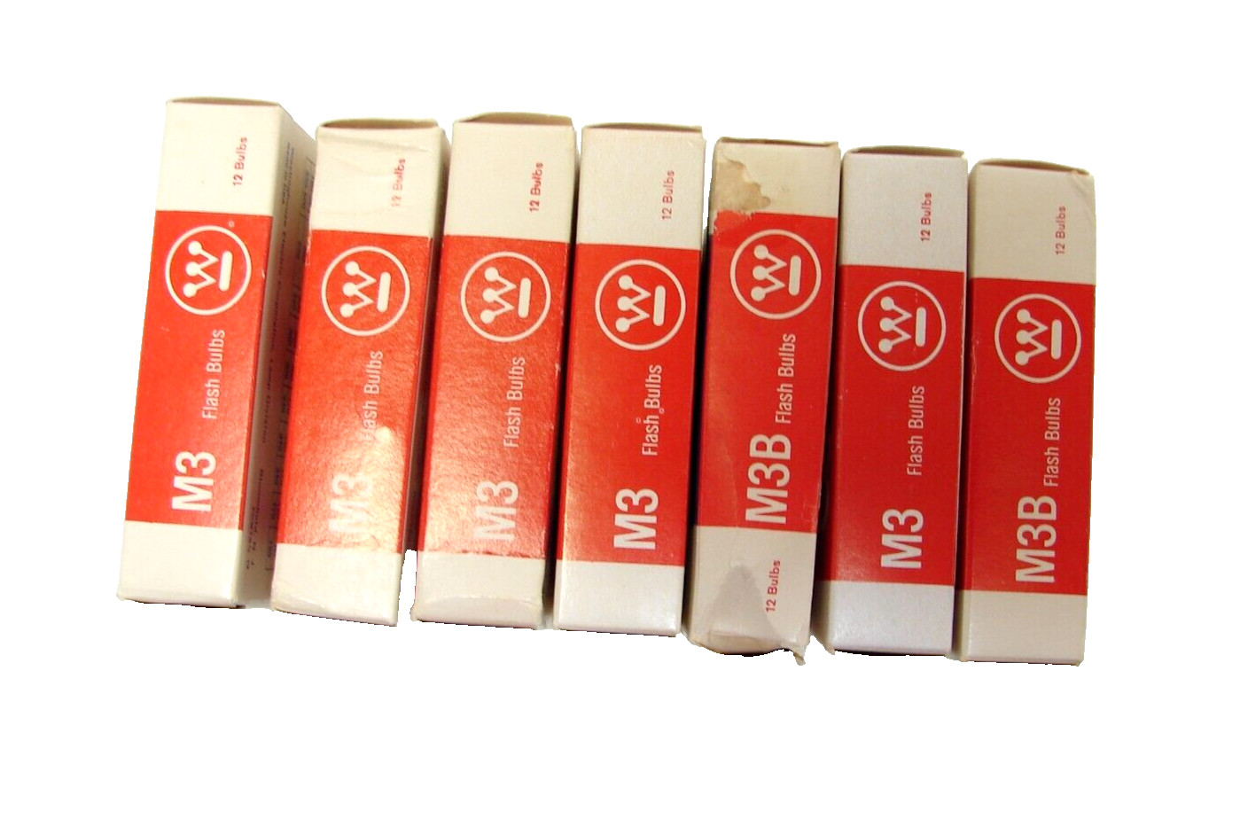 Vintage Westinghouse M3 PhotoFlash Bulbs 7 Boxes w/12 ea. total 84 New Old Stock