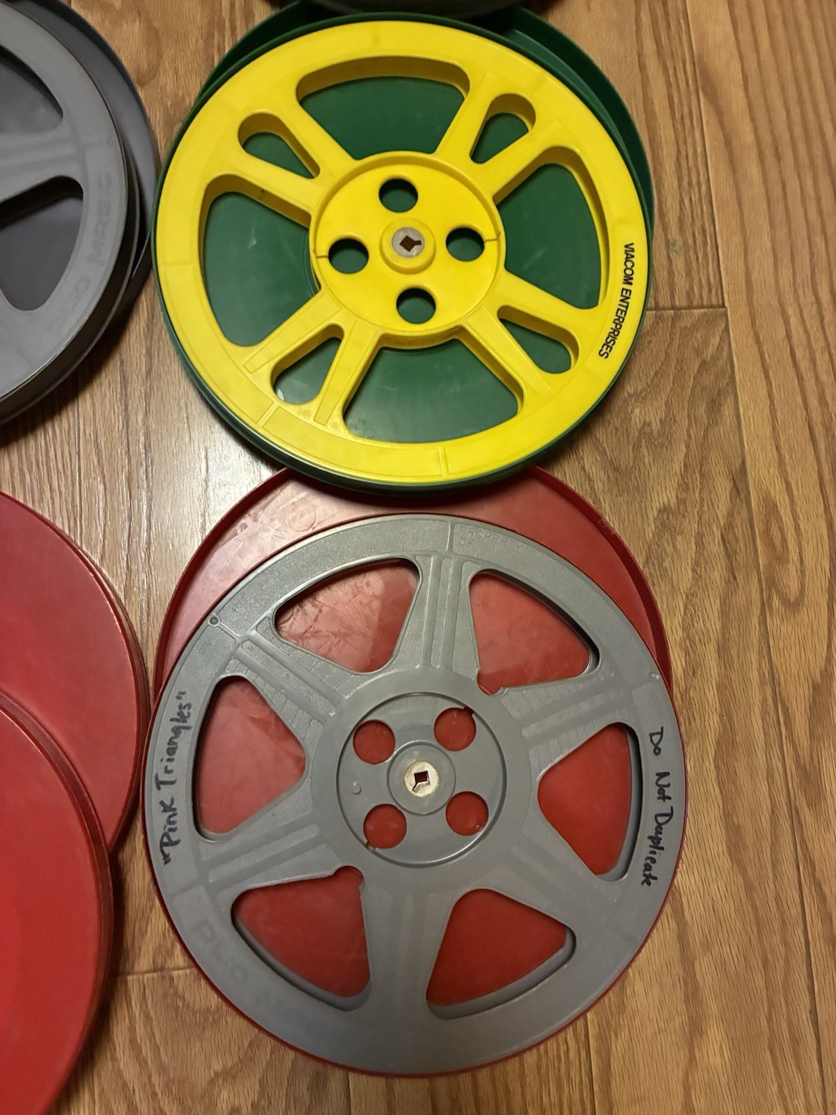 Lot Of 10 Film Reels & Cans 12.5”steel Plastic Plio Magic Goldberg Brothers NICE