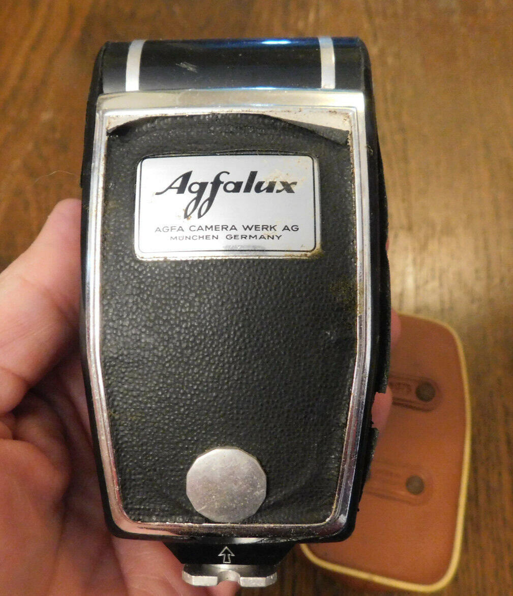 Vtg German Camera Pocket Flashgun Agfa Agfalux 6075 w/ Case TLC Not Tested Worn