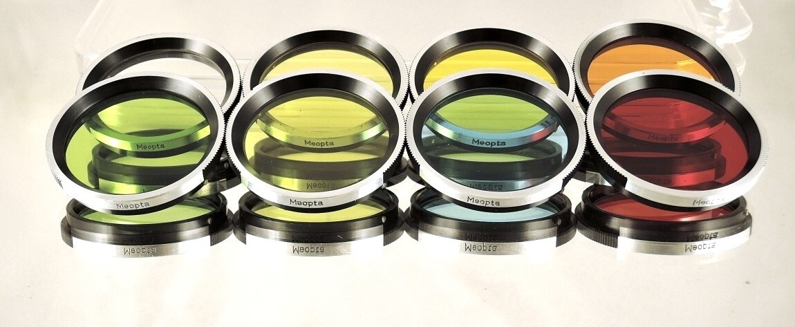 RARE set of eight filters B36 for Flexaret MEOPTA Czechoslovakia genuine MINT