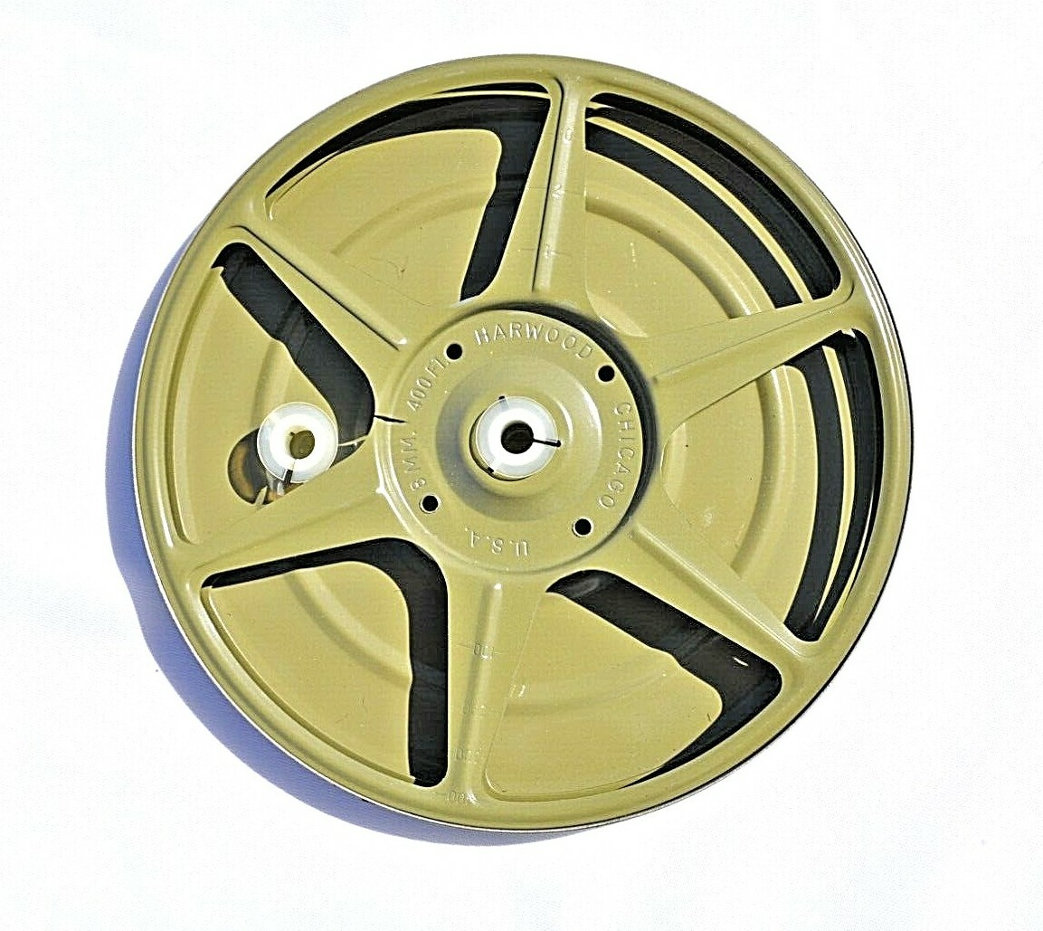 VINTAGE FOCAL FILM REEL AND TIN METAL 8MM WOOD GRAIN LOOK MADE IN USA NOS