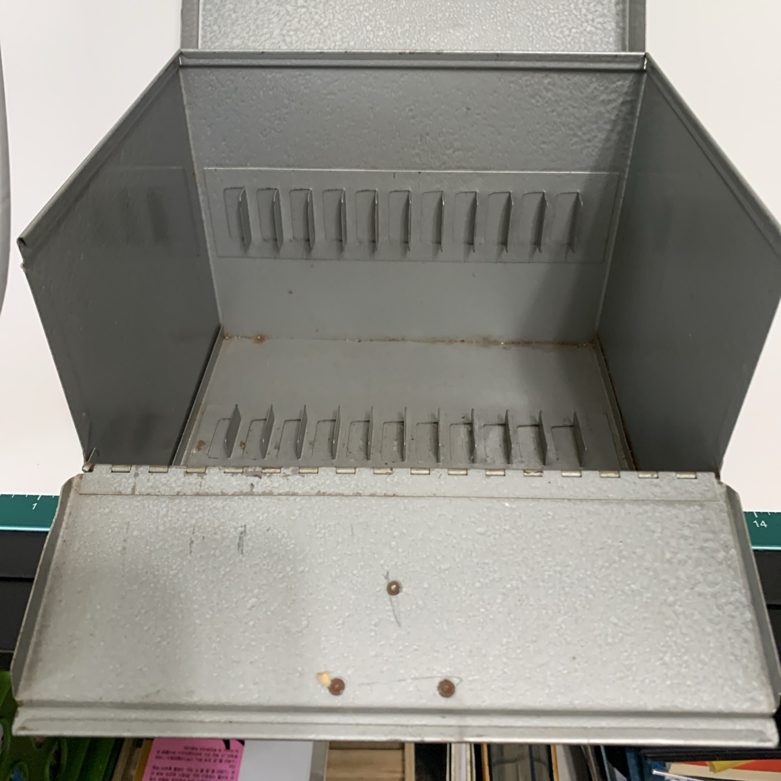 Large Metal Excelsior 8.5”X 7.5”X 7.5” Carrying Case Holds 12 8mm Film Canisters