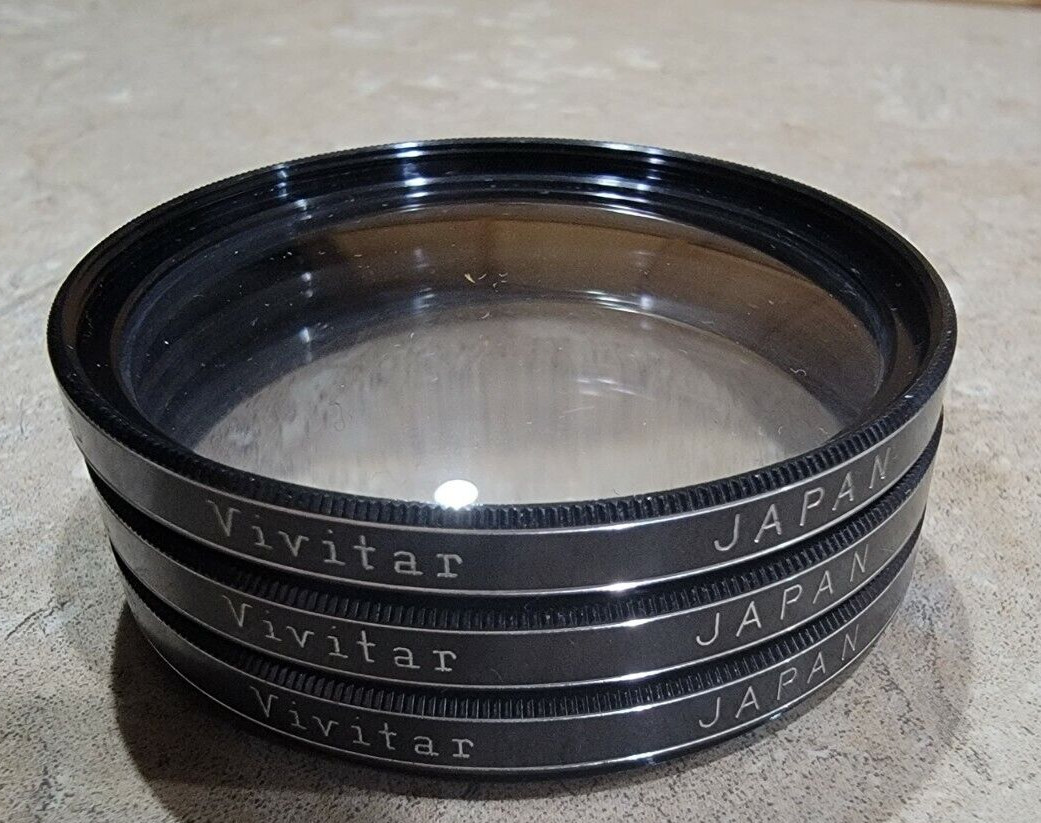 Vivitar 49mm Close Up Macro Lens Filter Diopter Set +1 +2 +4 Case PH-66 Vintage