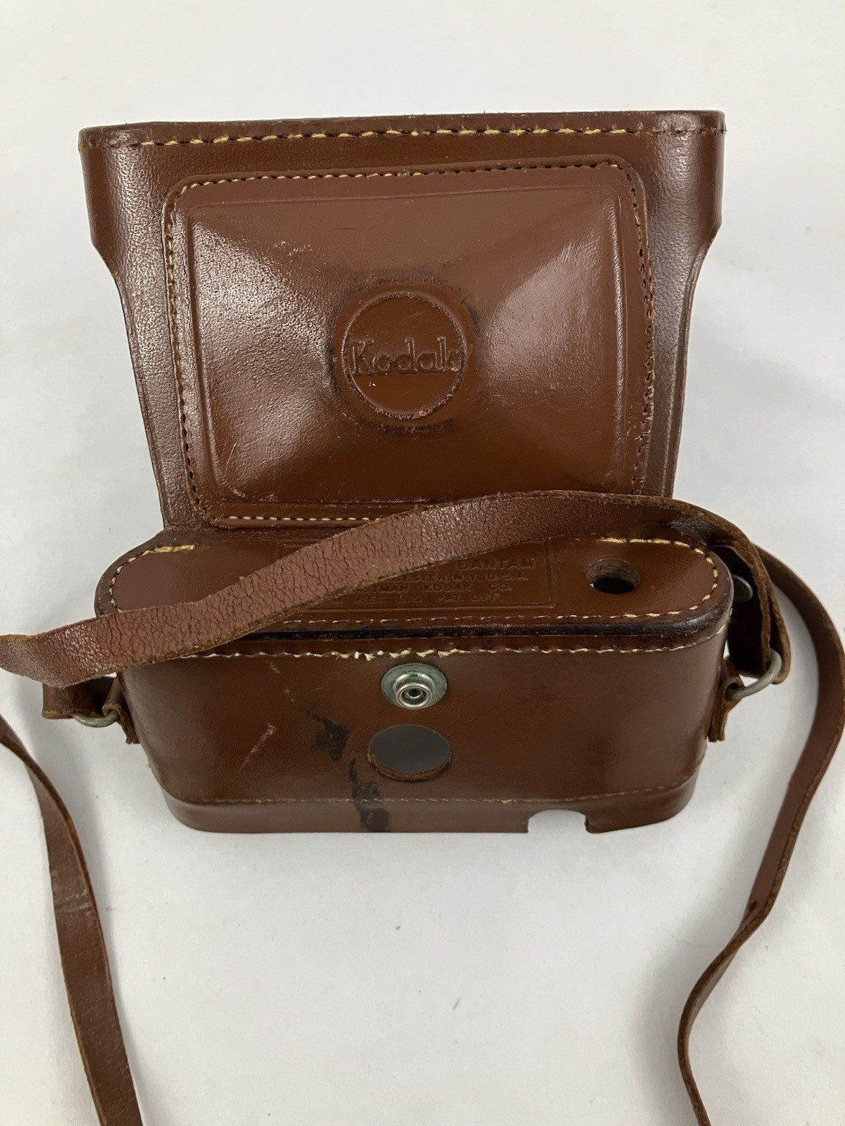Lot 2 Vintage Kodak Leather Camera Cases Brown Embossed Logo Storage
