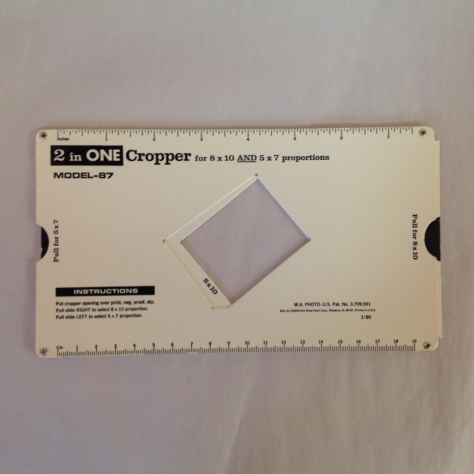 Vtg 2 In One Cropper For 8 x 10 and 5 x 7 Photo Prints Model-87 American Slide