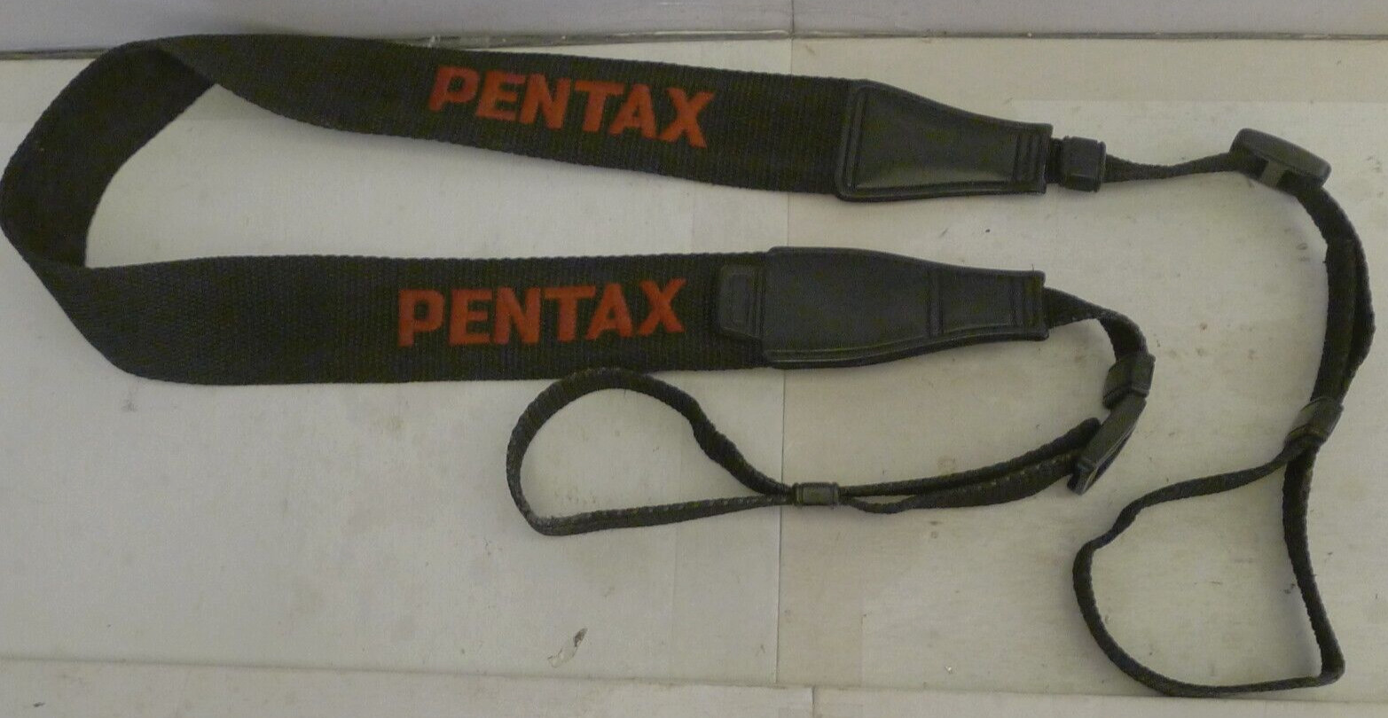 Pentax Adjustable Nylon 9/16″ Camera Neck Strap Black with Red Logo – S27