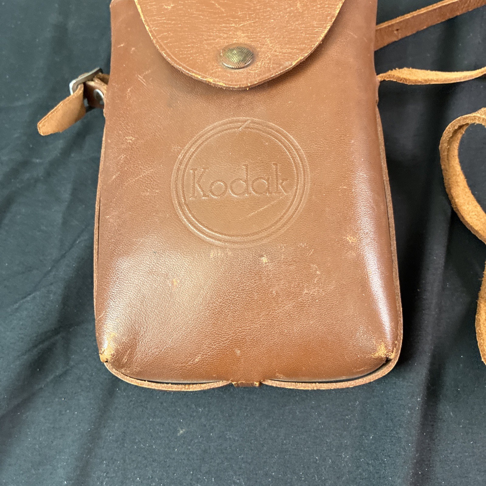 Vintage Kodak Snapback Brown Genuine Leather Camera Case With Strap Made In USA