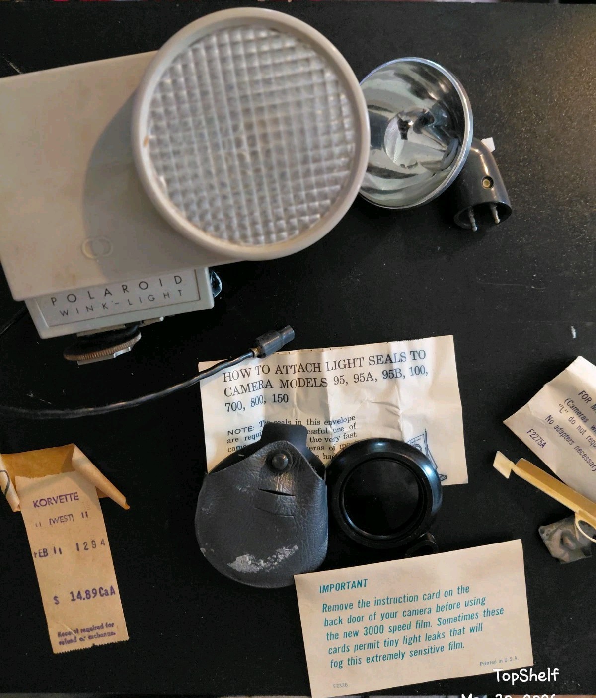 Vintage Polaroid Wink-Light Model 252 Flash Attachment with Original Box& Papers